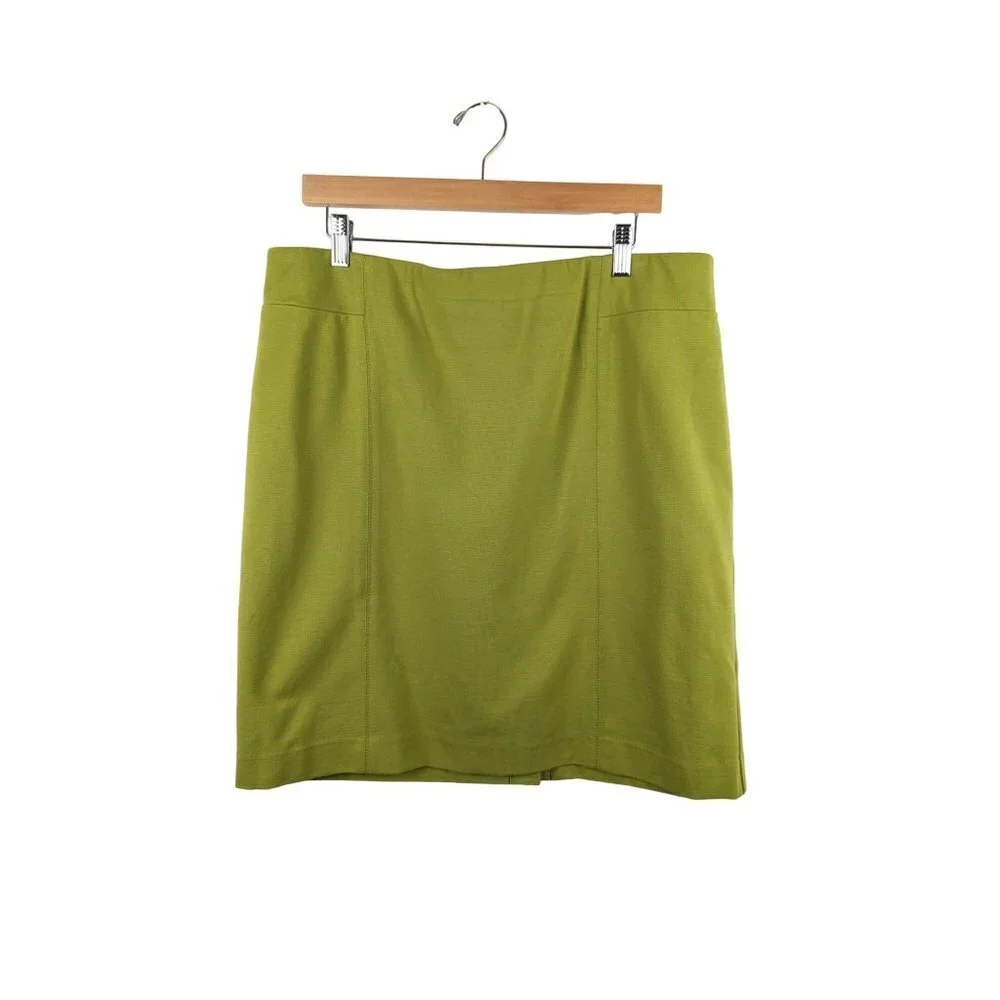 J. Jill Womens Ponte Pencil Skirt Size L Petite Pull On Mini Stretch Green